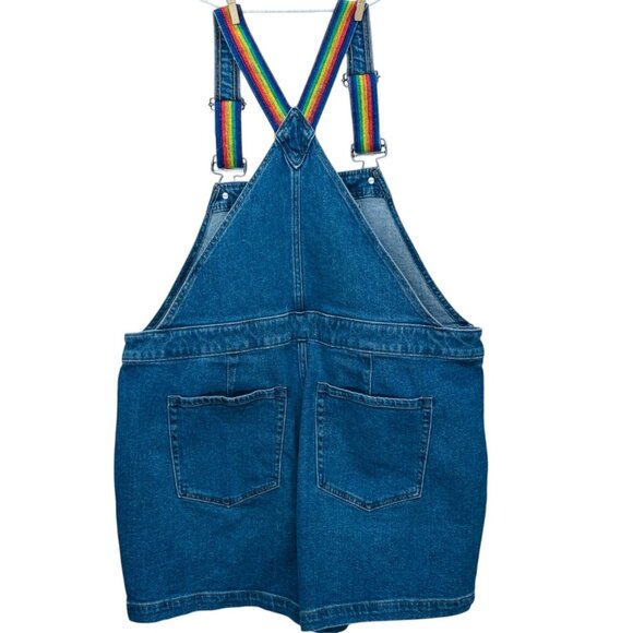 Lane Bryant Womens Boyfriend Denim Overalls Shortalls Rainbow Strap Plus Size 18 - Picture 7 of 12
